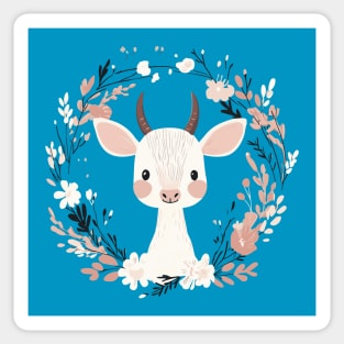 Boho Kawaii Baby Goat – Whimsical Farm Animal Art Sticker